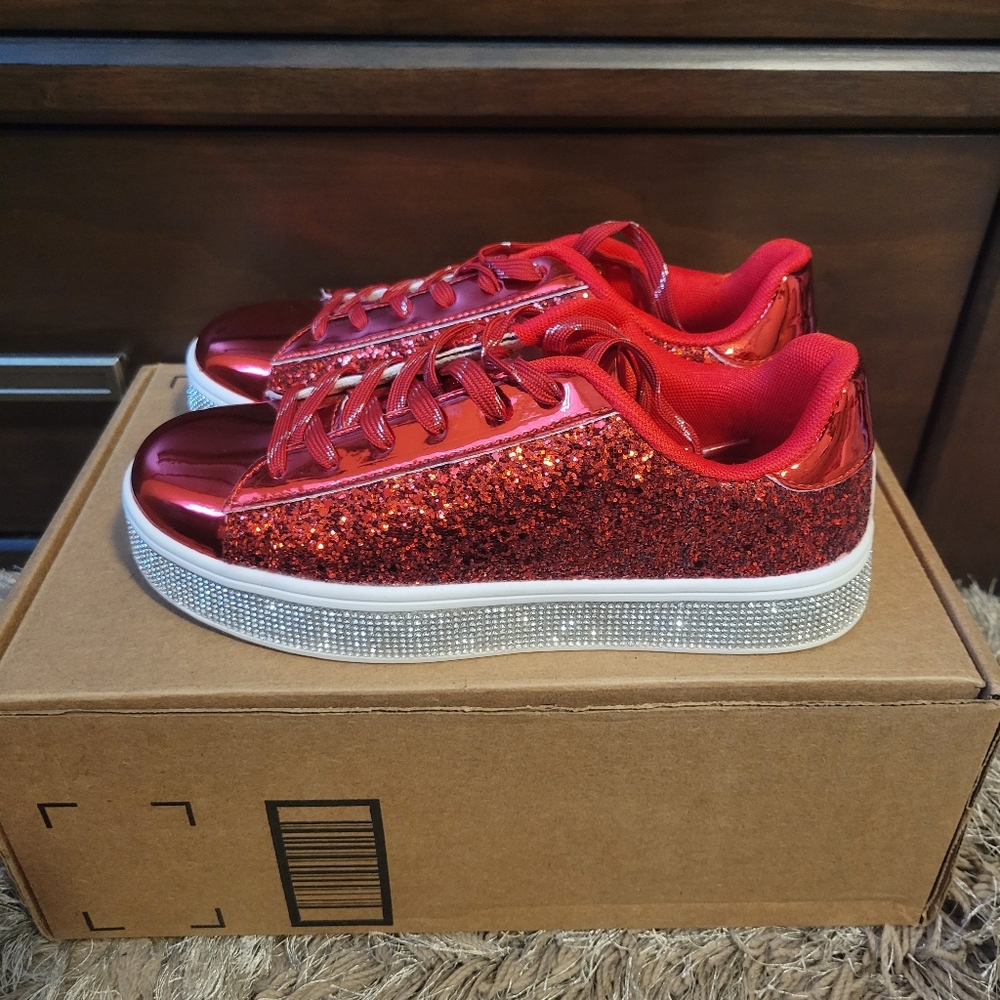 NEW Multi Occasion Red Shiny Shoes Women's Size 7